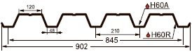 Чертеж профнастила GL-60R